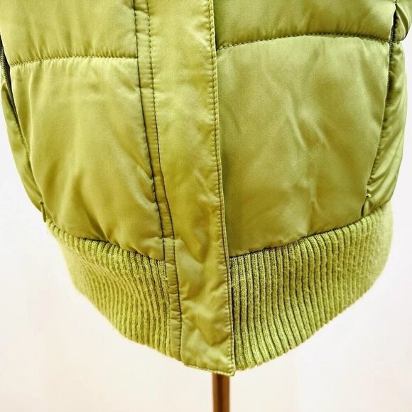 MERONA Women Lightweight Collared Zip & Button Closure Green Puff Vest Sz Small - Picture 8 of 15